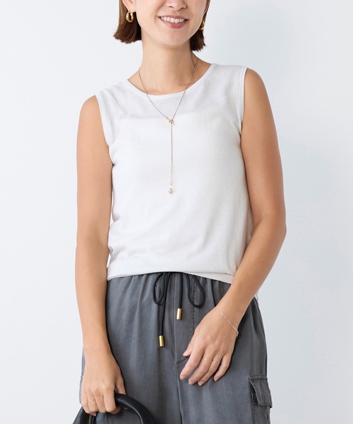 MICA&DEAL（マイカ＆ディール）の「ラメニットタンクトップ（タンクトップ・レディース・モカ/オフホワイト/ブラック・FREE）」の2枚目の写真