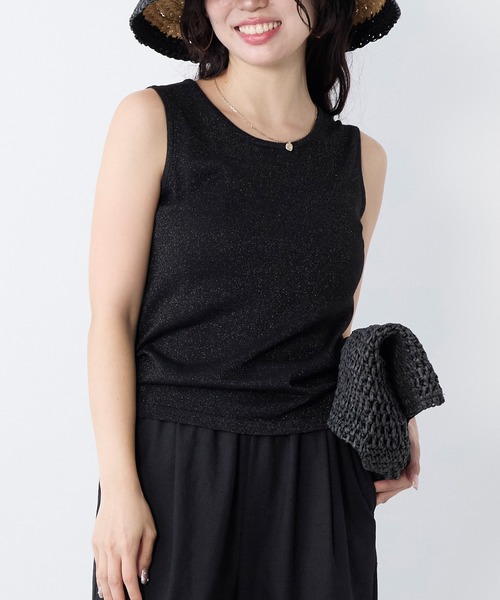 MICA&DEAL（マイカ＆ディール）の「ラメニットタンクトップ（タンクトップ・レディース・モカ/オフホワイト/ブラック・FREE）」の3枚目の写真