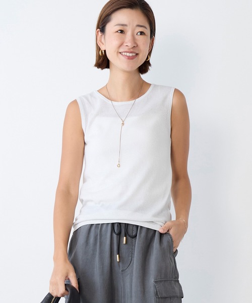 MICA&DEAL（マイカ＆ディール）の「ラメニットタンクトップ（タンクトップ・レディース・モカ/オフホワイト/ブラック・FREE）」の12枚目の写真