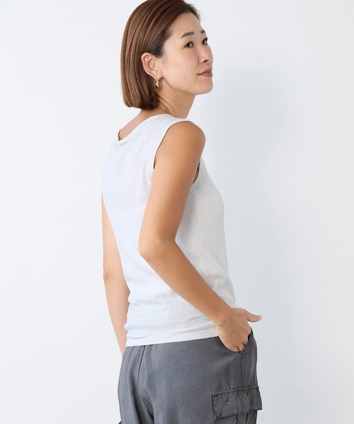 MICA&DEAL（マイカ＆ディール）の「ラメニットタンクトップ（タンクトップ・レディース・モカ/オフホワイト/ブラック・FREE）」の11枚目の写真