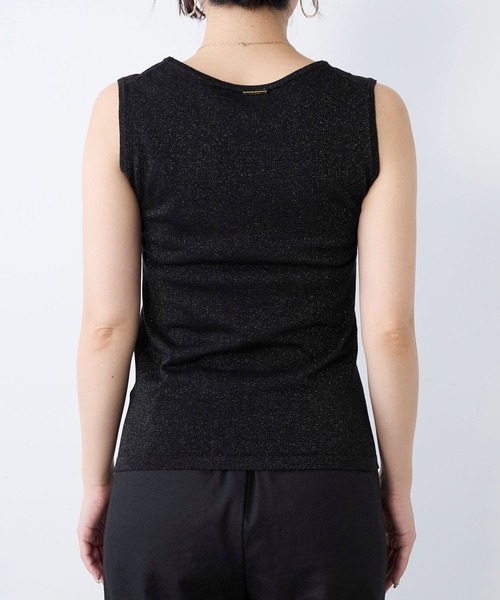 MICA&DEAL（マイカ＆ディール）の「ラメニットタンクトップ（タンクトップ・レディース・モカ/オフホワイト/ブラック・FREE）」の4枚目の写真