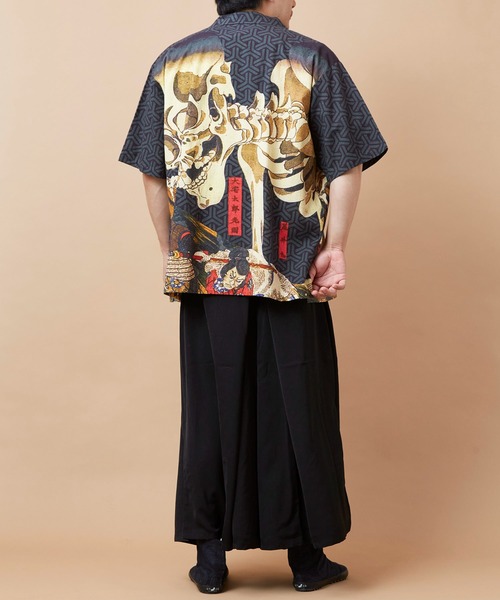 倭物やカヤ(ワモノヤカヤ)の「【倭物やカヤ】着る、NIPPON ART 倭の絵シャツXL(シャツ/ブラウス・メンズ・ピンク/ダークネイビー/ブラック/ネイビー・XL)」の8枚目の写真