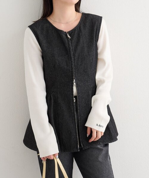 Kastane（カスタネ）の「【一部店舗限定/セットアップ対応】B デニムペプラムビスチェ（ベスト・レディース・ブラック/ブルー系その他/ブルー・FREE）」の2枚目の写真