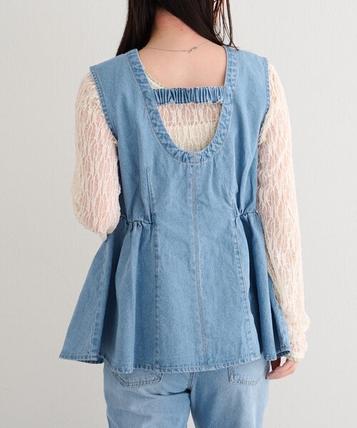 Kastane（カスタネ）の「【一部店舗限定/セットアップ対応】B デニムペプラムビスチェ（ベスト・レディース・ブラック/ブルー系その他/ブルー・FREE）」の7枚目の写真