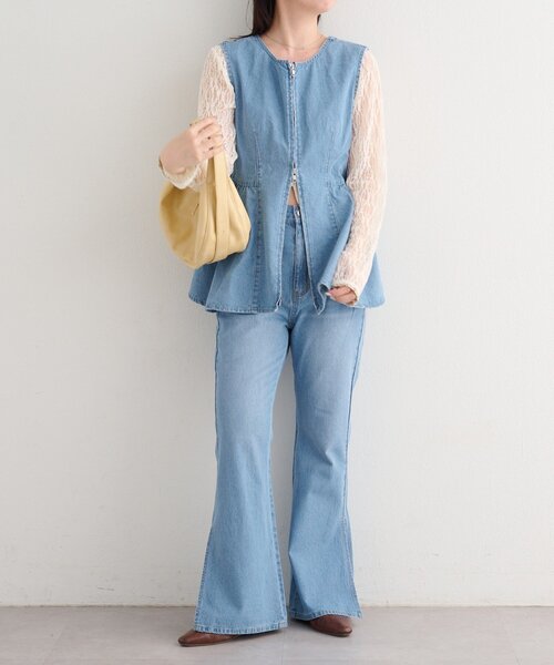 Kastane（カスタネ）の「【一部店舗限定/セットアップ対応】B デニムペプラムビスチェ（ベスト・レディース・ブラック/ブルー系その他/ブルー・FREE）」の8枚目の写真