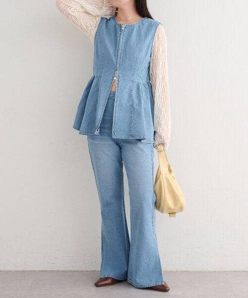 Kastane（カスタネ）の「【一部店舗限定/セットアップ対応】B デニムペプラムビスチェ（ベスト・レディース・ブラック/ブルー系その他/ブルー・FREE）」の9枚目の写真