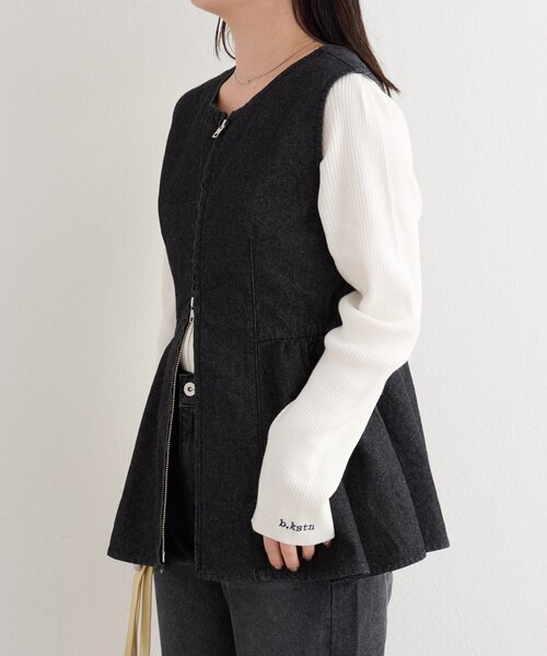 Kastane（カスタネ）の「【一部店舗限定/セットアップ対応】B デニムペプラムビスチェ（ベスト・レディース・ブラック/ブルー系その他/ブルー・FREE）」の18枚目の写真