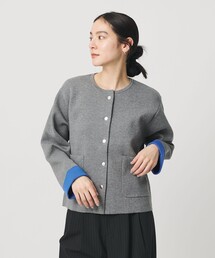 【WEB限定 Wardrobe DAILY MINIMAL】バイカラー スナップボタンカーディガン ウォッシャブル