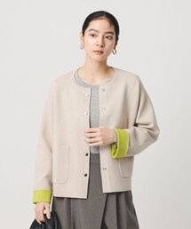 【WEB限定 Wardrobe DAILY MINIMAL】バイカラー スナップボタンカーディガン ウォッシャブル