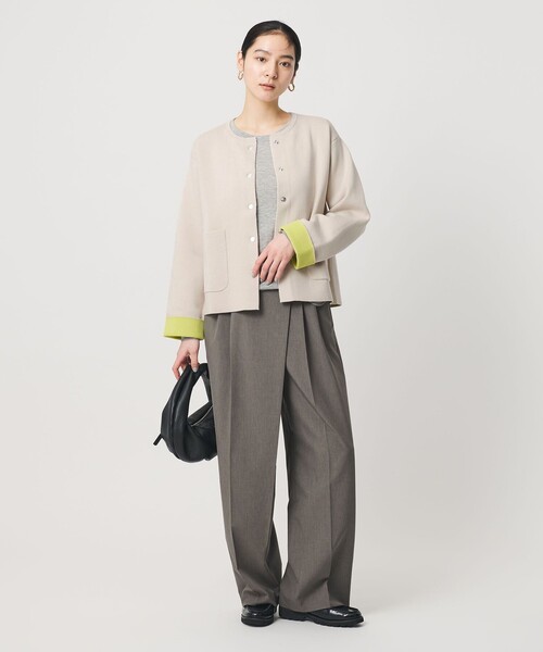 BEAUTY&YOUTH UNITED ARROWS(ビューティーアンドユースユナイテッドアローズ)の「【WEB限定 Wardrobe DAILY MINIMAL】バイカラー スナップボタンカーディガン ウォッシャブル(カーディガン/ボレロ・レディース・ベージュ/グレー系/ナチュラル・FREE)」の9枚目の写真