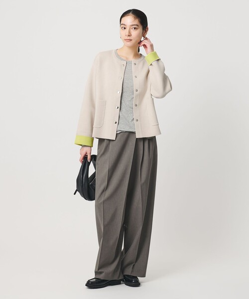 BEAUTY&YOUTH UNITED ARROWS(ビューティーアンドユースユナイテッドアローズ)の「【WEB限定 Wardrobe DAILY MINIMAL】バイカラー スナップボタンカーディガン ウォッシャブル(カーディガン/ボレロ・レディース・ベージュ/グレー系/ナチュラル・FREE)」の10枚目の写真
