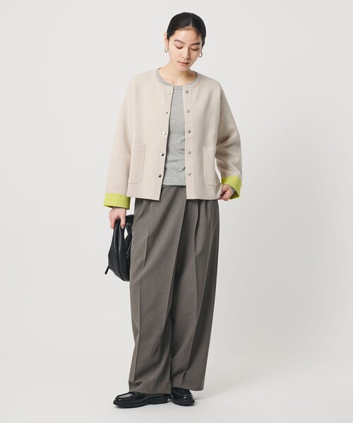 BEAUTY&YOUTH UNITED ARROWS(ビューティーアンドユースユナイテッドアローズ)の「【WEB限定 Wardrobe DAILY MINIMAL】バイカラー スナップボタンカーディガン ウォッシャブル(カーディガン/ボレロ・レディース・ベージュ/グレー系/ナチュラル・FREE)」の11枚目の写真