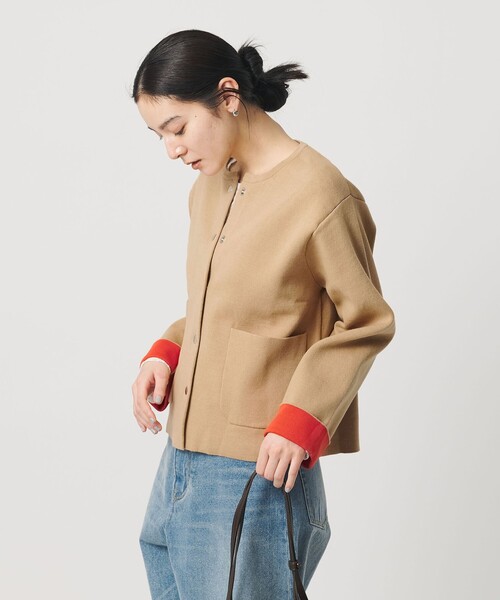 BEAUTY&YOUTH UNITED ARROWS(ビューティーアンドユースユナイテッドアローズ)の「【WEB限定 Wardrobe DAILY MINIMAL】バイカラー スナップボタンカーディガン ウォッシャブル(カーディガン/ボレロ・レディース・ベージュ/グレー系/ナチュラル・FREE)」の12枚目の写真