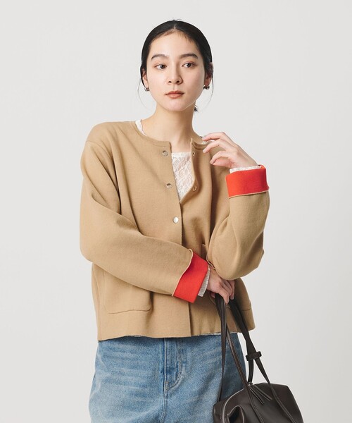 BEAUTY&YOUTH UNITED ARROWS(ビューティーアンドユースユナイテッドアローズ)の「【WEB限定 Wardrobe DAILY MINIMAL】バイカラー スナップボタンカーディガン ウォッシャブル(カーディガン/ボレロ・レディース・ベージュ/グレー系/ナチュラル・FREE)」の13枚目の写真