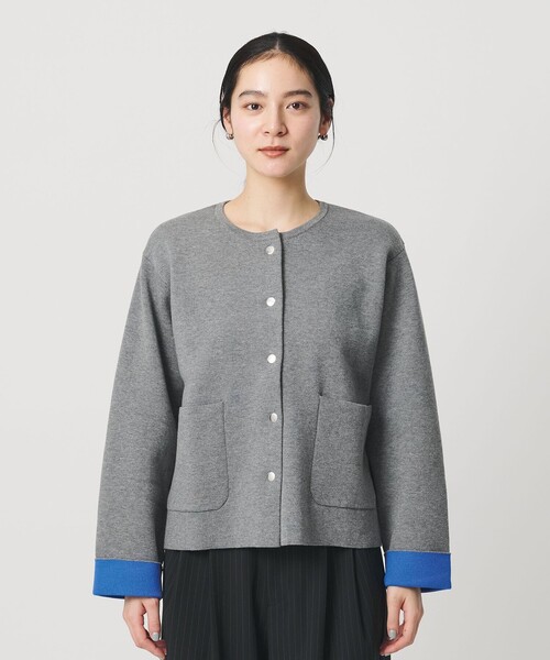 BEAUTY&YOUTH UNITED ARROWS(ビューティーアンドユースユナイテッドアローズ)の「【WEB限定 Wardrobe DAILY MINIMAL】バイカラー スナップボタンカーディガン ウォッシャブル(カーディガン/ボレロ・レディース・ベージュ/グレー系/ナチュラル・FREE)」の15枚目の写真
