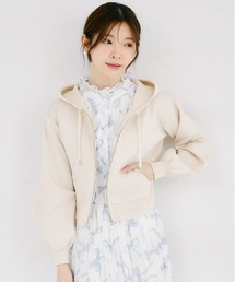 tocco closet | パールファスナー付きスカラップカットボンディングニットパーカー(パーカー)