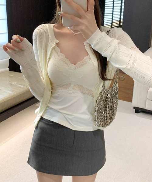 VIBGYOR（ヴィブジョー）の「【TUNE】シェルフリルカーディガン（カーディガン/ボレロ・レディース・グレー/レッド/ホワイト・FREE）」の12枚目の写真