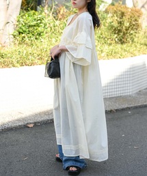 【indian Cotton Collection】インド綿Vネックフリルワンピース