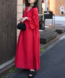 【indian Cotton Collection】インド綿Vネックフリルワンピース