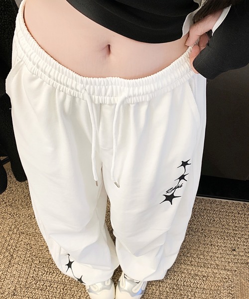 core core(コアコア)の「スター刺繍スウェットワイドパンツ(スウェットパンツ・レディース・ダークグレー/ピンク/ホワイト・L/M)」の7枚目の写真