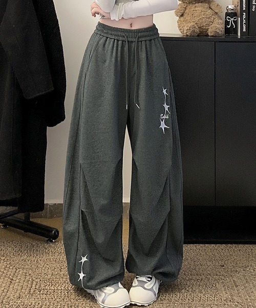 core core(コアコア)の「スター刺繍スウェットワイドパンツ(スウェットパンツ・レディース・ダークグレー/ピンク/ホワイト・L/M)」の9枚目の写真