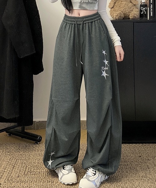 core core(コアコア)の「スター刺繍スウェットワイドパンツ(スウェットパンツ・レディース・ダークグレー/ピンク/ホワイト・L/M)」の10枚目の写真