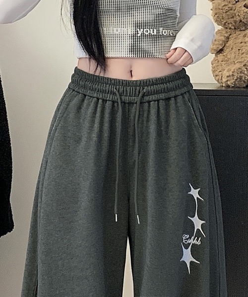 core core(コアコア)の「スター刺繍スウェットワイドパンツ(スウェットパンツ・レディース・ダークグレー/ピンク/ホワイト・L/M)」の13枚目の写真