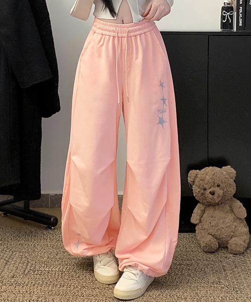 core core(コアコア)の「スター刺繍スウェットワイドパンツ(スウェットパンツ・レディース・ダークグレー/ピンク/ホワイト・L/M)」の15枚目の写真