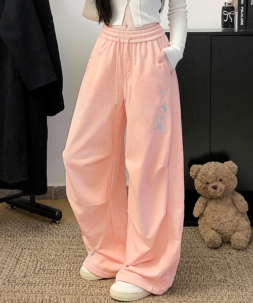 core core(コアコア)の「スター刺繍スウェットワイドパンツ(スウェットパンツ・レディース・ダークグレー/ピンク/ホワイト・L/M)」の17枚目の写真
