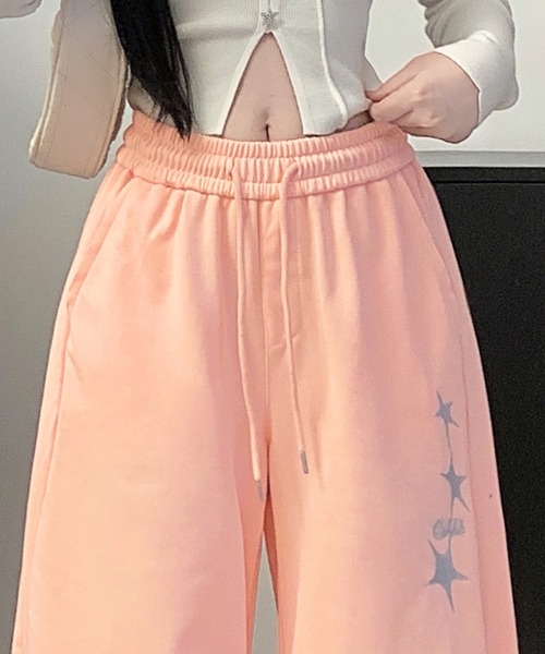 core core(コアコア)の「スター刺繍スウェットワイドパンツ(スウェットパンツ・レディース・ダークグレー/ピンク/ホワイト・L/M)」の18枚目の写真