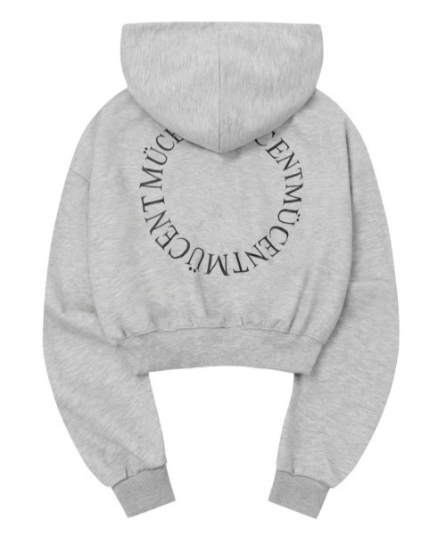 MUCENT(ムセント)の「A'GEM/9 × .kom 『MUCENT/ムセント』BACK LOGO 2-WAY HOOD ZIP-UP/バックロゴ 2 WAYジップアップパーカー(パーカー・レディース・ブラック/グレー・FREE)」の1枚目の写真