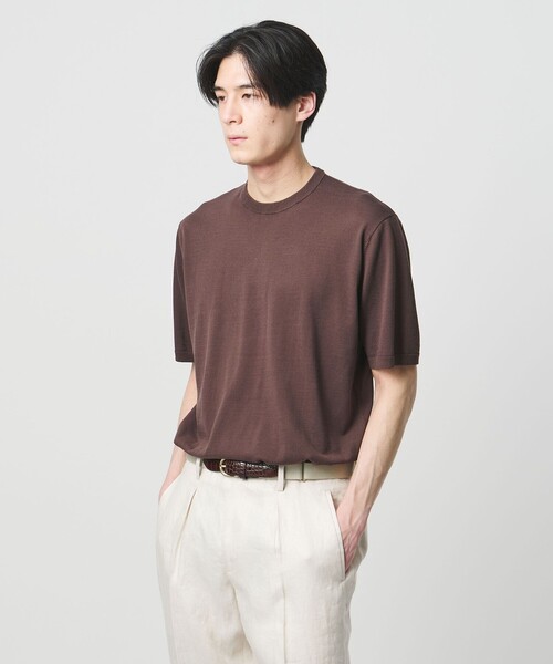 UNITED ARROWS(ユナイテッドアローズ)の「コットン ニット Tシャツ(Tシャツ/カットソー・メンズ・ダークブラウン/パープル/ケリーグリーン/ネイビー・S/XL/M/L)」の6枚目の写真
