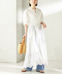 【SHIPS別注】Fanaka:〈手洗い可能〉シフリー ウエスト ギャザー ワンピース