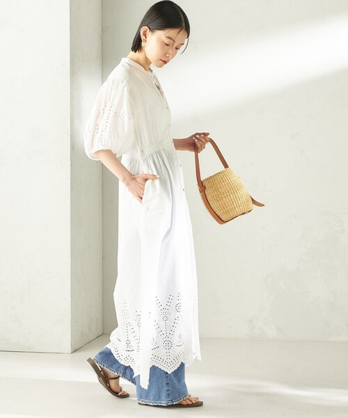 Fanaka(ファナカ)の「【SHIPS別注】Fanaka:〈手洗い可能〉シフリー ウエスト ギャザー ワンピース(ワンピース・レディース・ブラック/オフホワイト・ONE SIZE)」の3枚目の写真