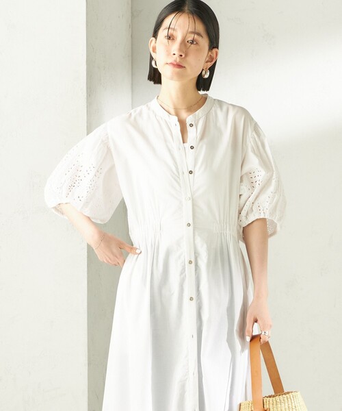 Fanaka(ファナカ)の「【SHIPS別注】Fanaka:〈手洗い可能〉シフリー ウエスト ギャザー ワンピース(ワンピース・レディース・ブラック/オフホワイト・ONE SIZE)」の6枚目の写真
