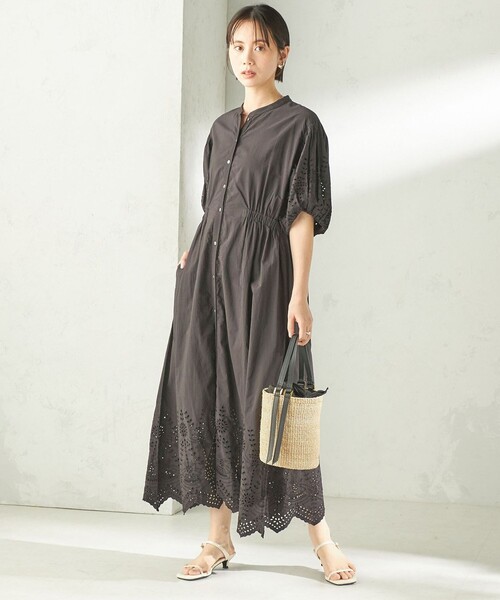 Fanaka(ファナカ)の「【SHIPS別注】Fanaka:〈手洗い可能〉シフリー ウエスト ギャザー ワンピース(ワンピース・レディース・ブラック/オフホワイト・ONE SIZE)」の8枚目の写真