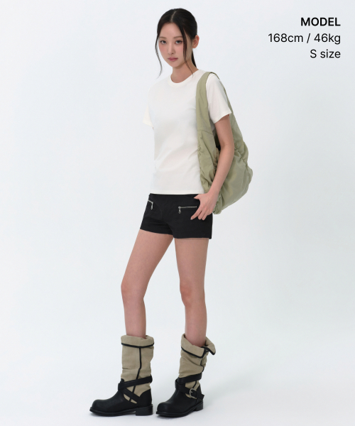 MUSINSA STANDARD WOMAN（ムシンサスタンダードウーマン）の「ウィメンズプレーンクルネックTシャツ[クリーム]（Tシャツ/カットソー・レディース・その他・X-SMALL/SMALL/MEDIUM/LARGE）」の2枚目の写真