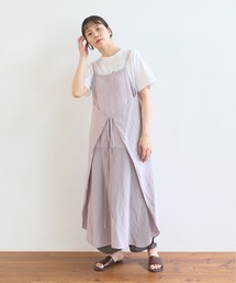 yuni | 強撚CottonLinen 近江晒wrap one-piece(ジャンパースカート)