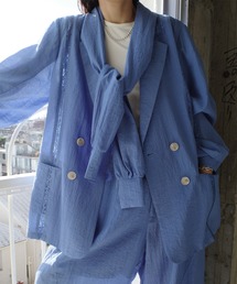 Ameri（アメリ）の「MEDI LINE LACE DOUBLE JACKET（テーラードジャケット）」