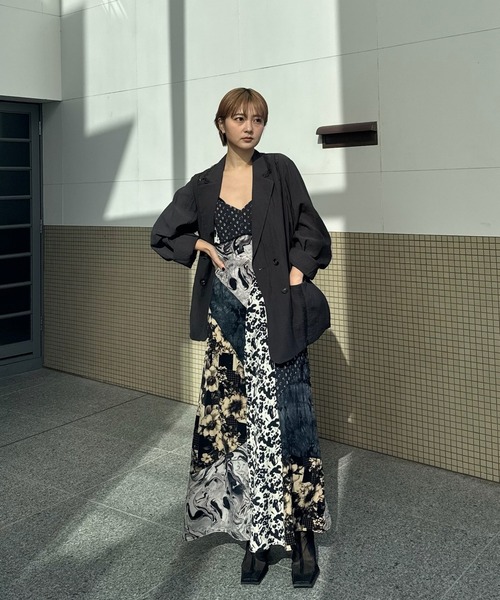 Ameri（アメリ）の「MEDI LINE LACE DOUBLE JACKET（テーラードジャケット・レディース・スミクロ/ブルー/ライトベージュ・SMALL/MEDIUM）」の18枚目の写真