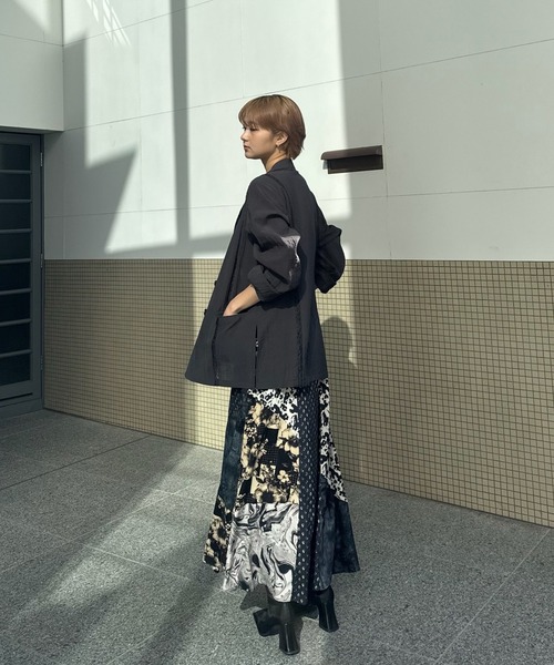 Ameri（アメリ）の「MEDI LINE LACE DOUBLE JACKET（テーラードジャケット・レディース・スミクロ/ブルー/ライトベージュ・SMALL/MEDIUM）」の19枚目の写真