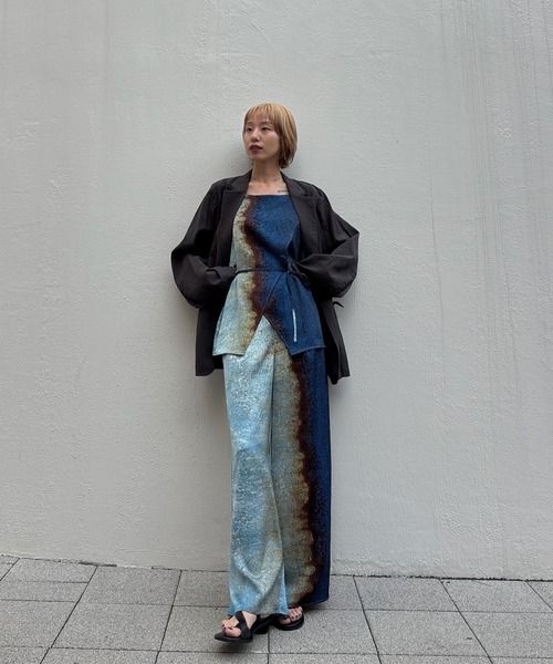 Ameri（アメリ）の「MEDI LINE LACE DOUBLE JACKET（テーラードジャケット・レディース・スミクロ/ブルー/ライトベージュ・SMALL/MEDIUM）」の22枚目の写真