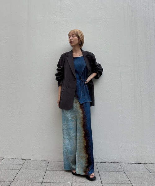 Ameri（アメリ）の「MEDI LINE LACE DOUBLE JACKET（テーラードジャケット・レディース・スミクロ/ブルー/ライトベージュ・SMALL/MEDIUM）」の20枚目の写真