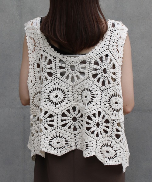 NYLAUS(ナイラス)の「【SG】クロシェ編みベスト かぎ針ビスチェ(ベスト・レディース・アイボリー/ブラック/モカ・M)」の14枚目の写真