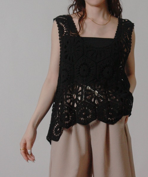 NYLAUS(ナイラス)の「【SG】クロシェ編みベスト かぎ針ビスチェ(ベスト・レディース・アイボリー/ブラック/モカ・M)」の17枚目の写真