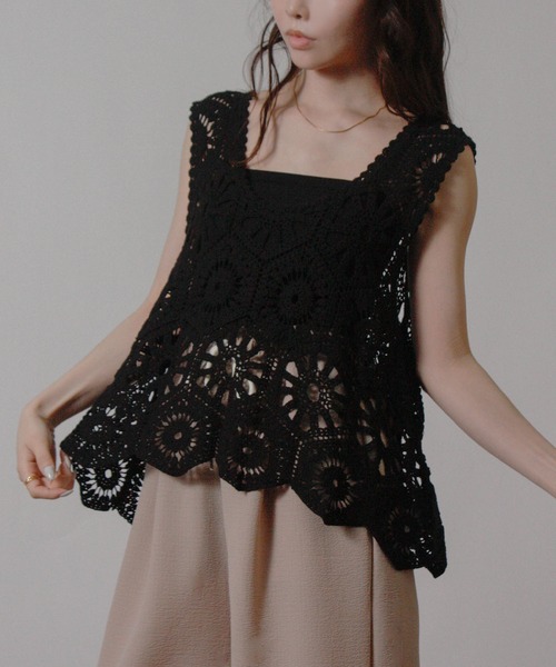 NYLAUS(ナイラス)の「【SG】クロシェ編みベスト かぎ針ビスチェ(ベスト・レディース・アイボリー/ブラック/モカ・M)」の18枚目の写真