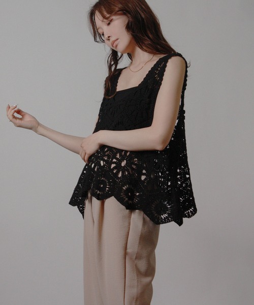 NYLAUS(ナイラス)の「【SG】クロシェ編みベスト かぎ針ビスチェ(ベスト・レディース・アイボリー/ブラック/モカ・M)」の19枚目の写真