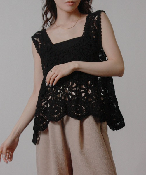 NYLAUS(ナイラス)の「【SG】クロシェ編みベスト かぎ針ビスチェ(ベスト・レディース・アイボリー/ブラック/モカ・M)」の20枚目の写真