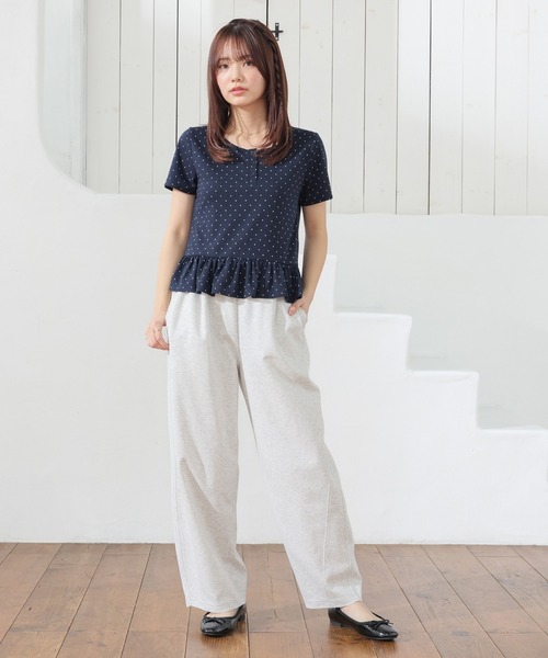 Honeys(ハニーズ)の「【ハニさら・接触冷感】接触冷感カーブパンツ(スウェットパンツ・レディース・オートミール/グレイッシュベージュ/ブラック/杢グレー・L/LL/M/S/SS)」の9枚目の写真