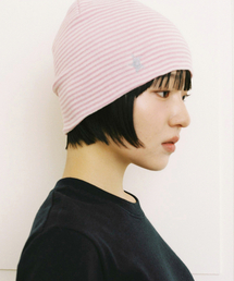 WEBHOUSE（ウェブハウス）の「ツイスタースターストライプショートビーニー - ピンク/ホワイト（ニットキャップ/ビーニー）」